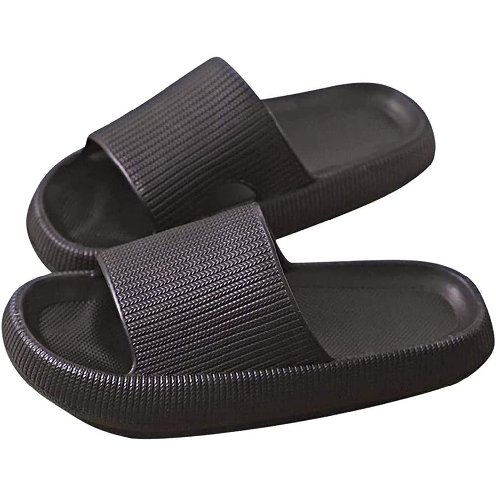 Pummys Original Women's Cozy Slides Original Cosify Cloud Slippers, Cloud Slides for Women Men, Unisex Pillow Slippers Non Slip Thickened Sole Super Soft Slides (Black,6-7Women/5.5-6Men)