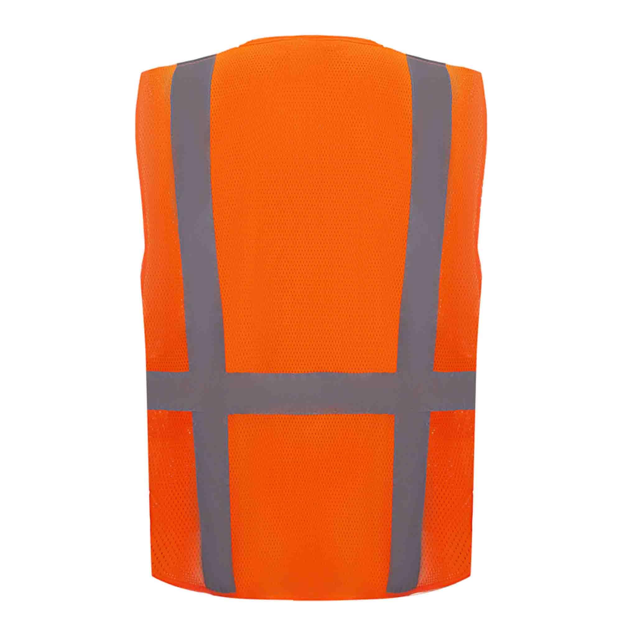 3C Products SV1400, ANSI/ISEA Class 2, High Visibility Cool Mesh Safety Vest with Zipper, Reflective, 2-Inside Pockets, Neon Orange, XL