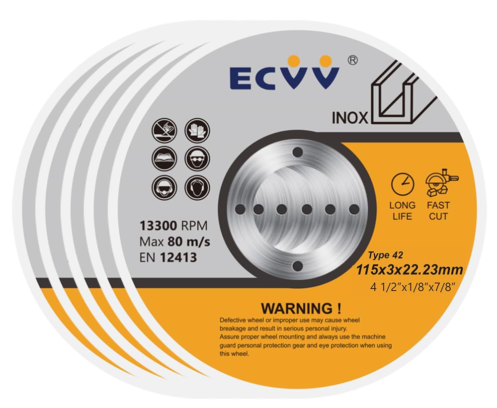 5 Pcs Diamond Metal Cutting Wheel 115mm (4-1/2") Diamond Blade Metal Stainless Steel Cutting Disc for Angle Grinder and Circular saw (3mm)