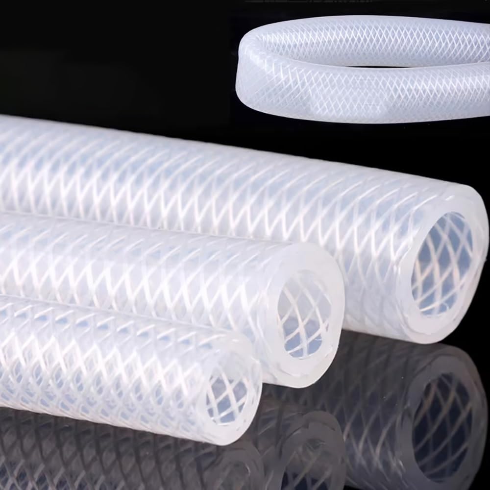 Tubo de Silicona Transparente Alimentaria 1m (ID 4-50mm), Resistente al Calor & Anti-Explosión Trenzado para Bebidas/Leche/Médico(ID38mm x OD46mm)