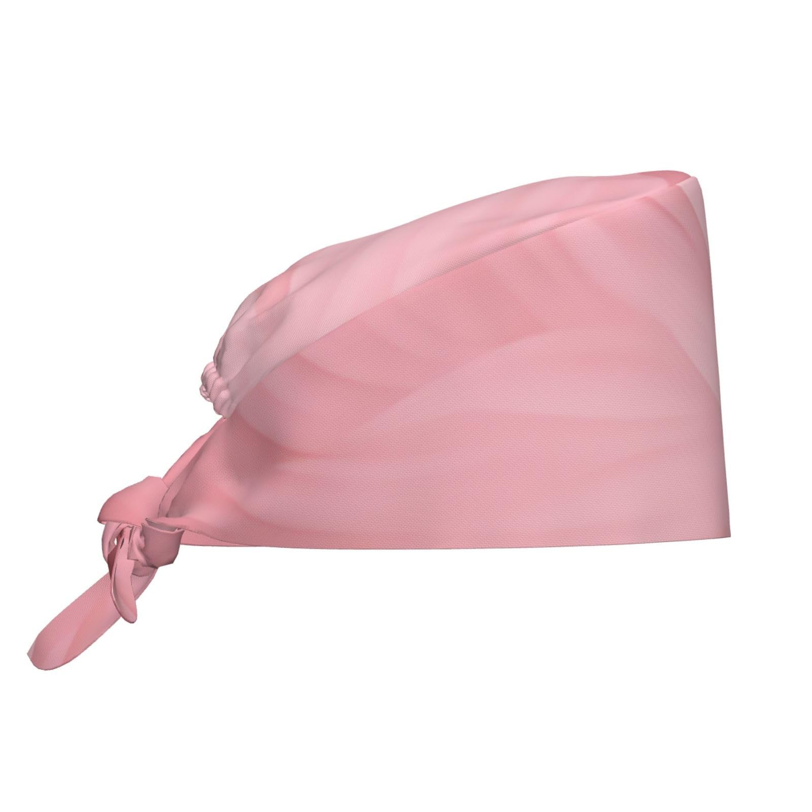 POCUK Pink Background Comfortable Cleaning Work Cap Cooking Catering Chef Kitchen Beanie Adjustable Strap