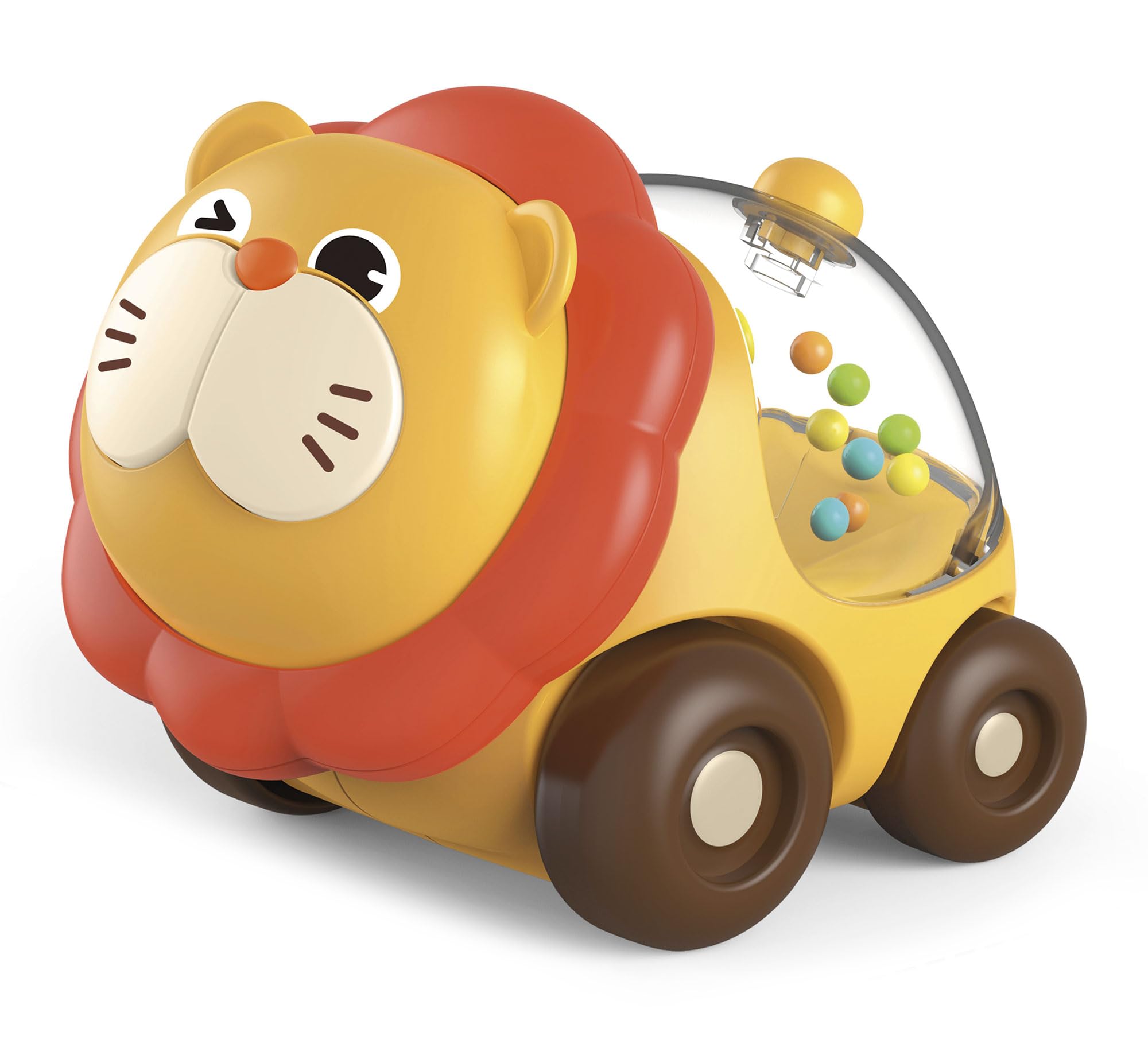 Lisciani - Lion Car and Logic Game for Baby - Educational Game - 2in 1 - Sensory Development - Educational Game -Small Car with Beads - From 1 to 4 years - Carotina Baby