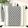 Black and White Pillow Covers with Tassels 18×18 inch Set of 2 Outdoor or IndoorMid Century Modern Decorative Retro Plaid Farmhouse Woven Pillow CasesBoho Accent Patio Cushion Covers