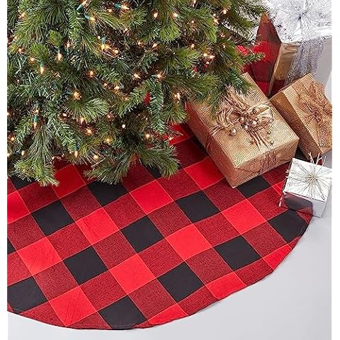 Saro Lifestyle Buffalo Plaid Tree Skirt Cover