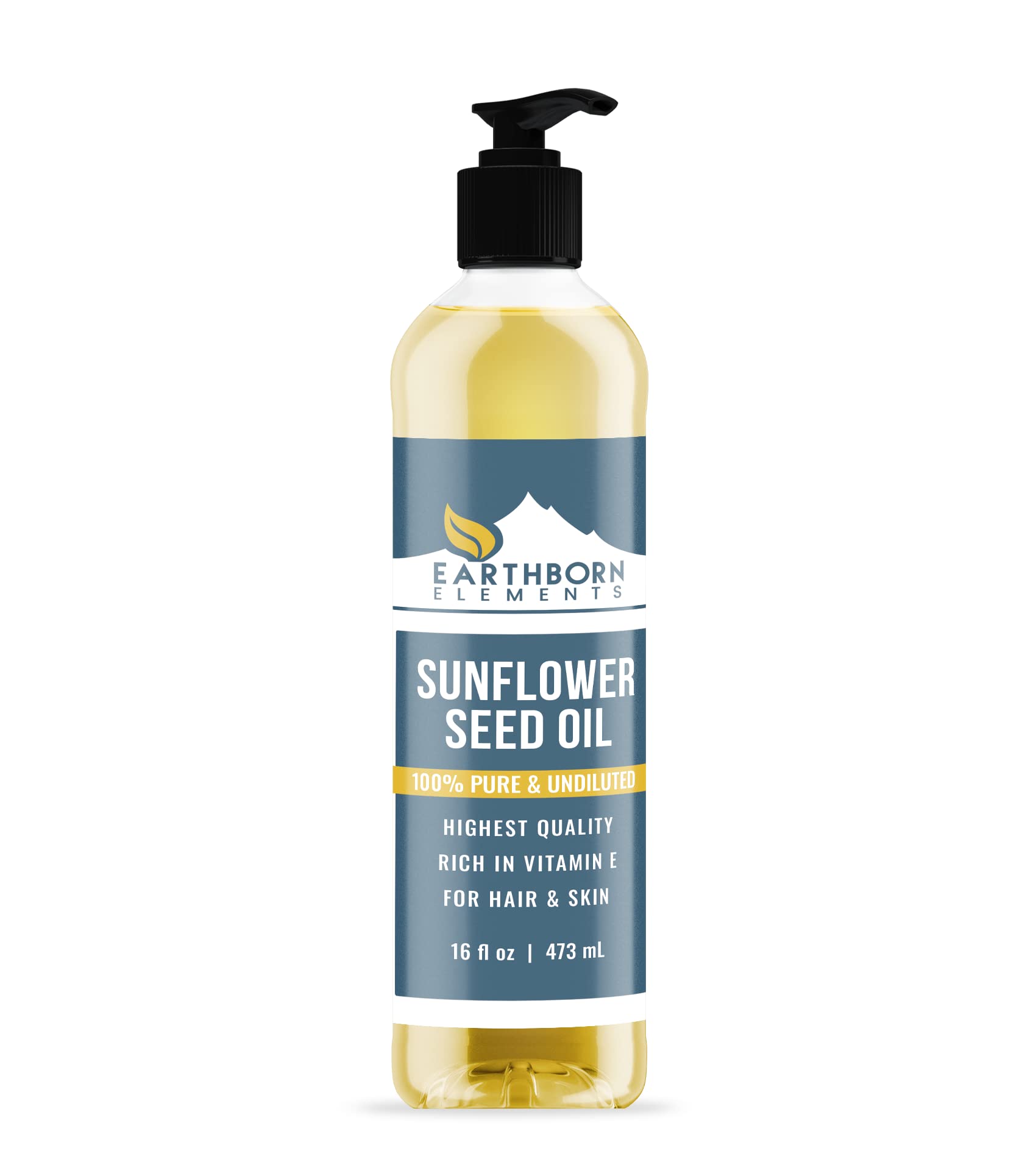 Earthborn ElementsSunflower Seed Oil (16 fl oz) Premium Grade & Purity, High in Vitamins, Minerals & Fatty Acids