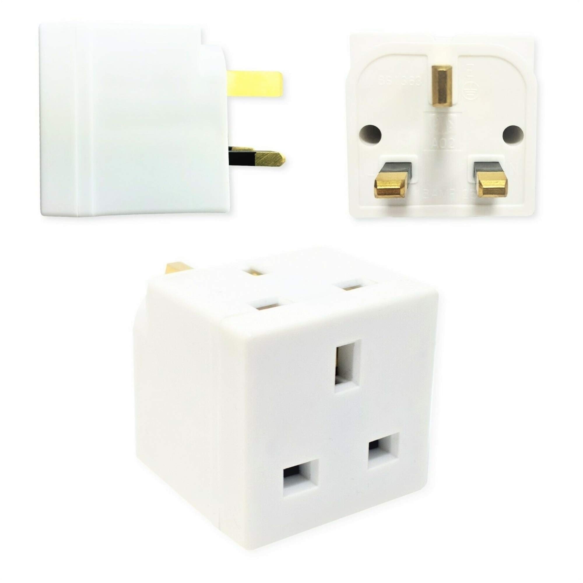 HomeBerg 2 Way Double Plug Adaptor Multi Plugs Extension Sockets