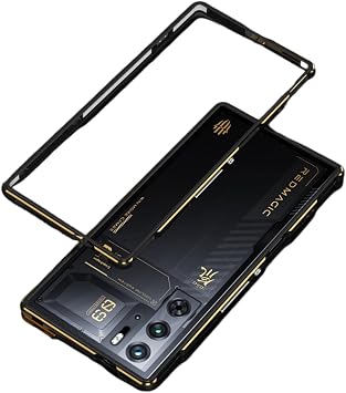 RedMagic 10S Pro Bumper Case Shock Absorption Aluminum Side Bumper Strap Hole Thin Lightweight Screw Fixed Metal Frame for RedMagic 10S Pro+ Aluminum Cover RM10SP-JG-50604 Black Gold