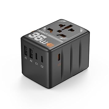 TESSAN Universal Travel Adapter, 35W International Plug Adaptor with 3 USB C and 2 USB A Charging Ports, Worldwide Power Outlet for US to European EU UK AUS Ireland(Type C/G/A/I)