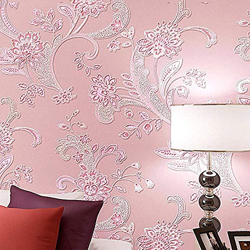 Papier Peint intissé Rose 3D Fleur de Jardin Romantique pour Chambre Fille