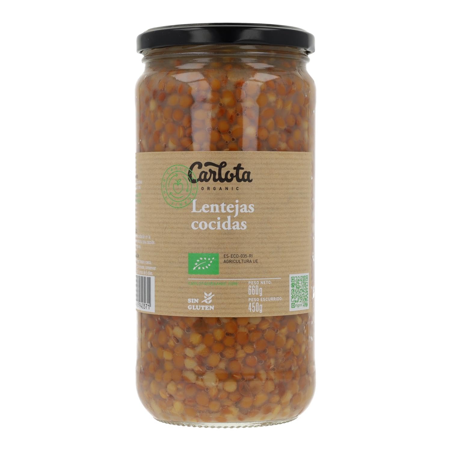 Carlota Organic Lentejas Cocidas 720 gr