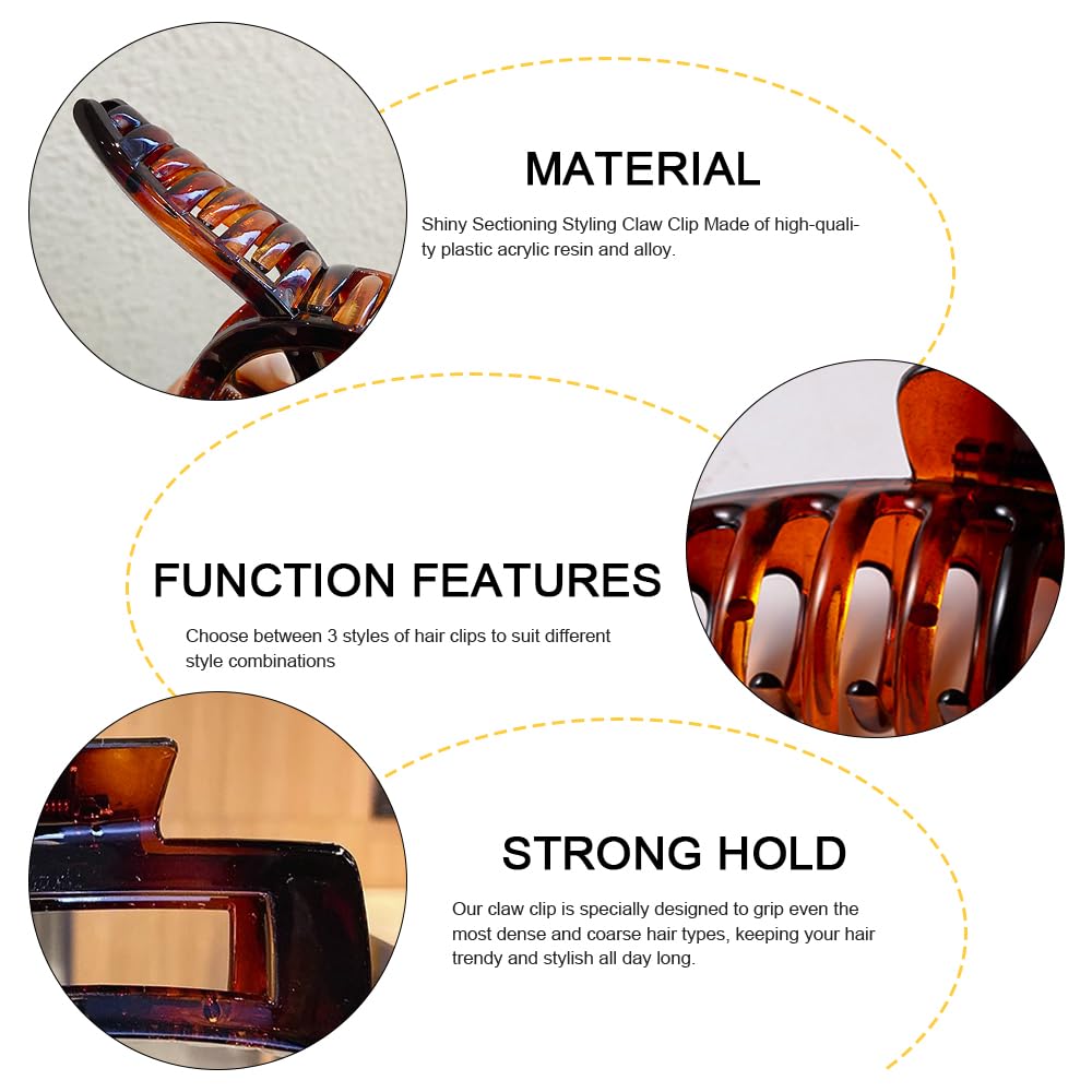 3 Pcs Hair Clips Women Brown Hair Claw Clips Set Tortoise Shell Grip Dark Brown Hair Clips for Women Girls Thick Thin Curly Straight Long Hair - Image 2