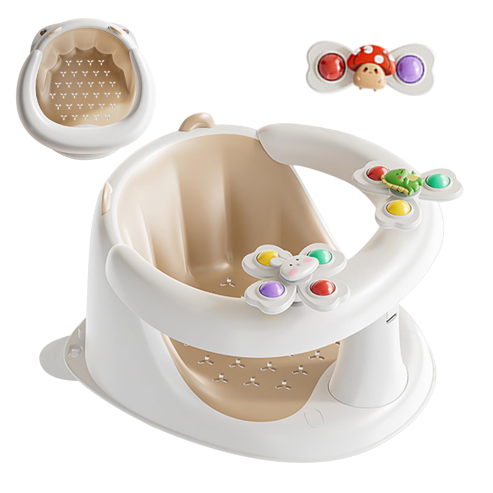 Asiento de baño para bebés - Asiento de bañera para niños pequeños, asiento antideslizante con giratorio para 1-3 años para jugar Relajarse en el baño, piscina, jardín, terraza
