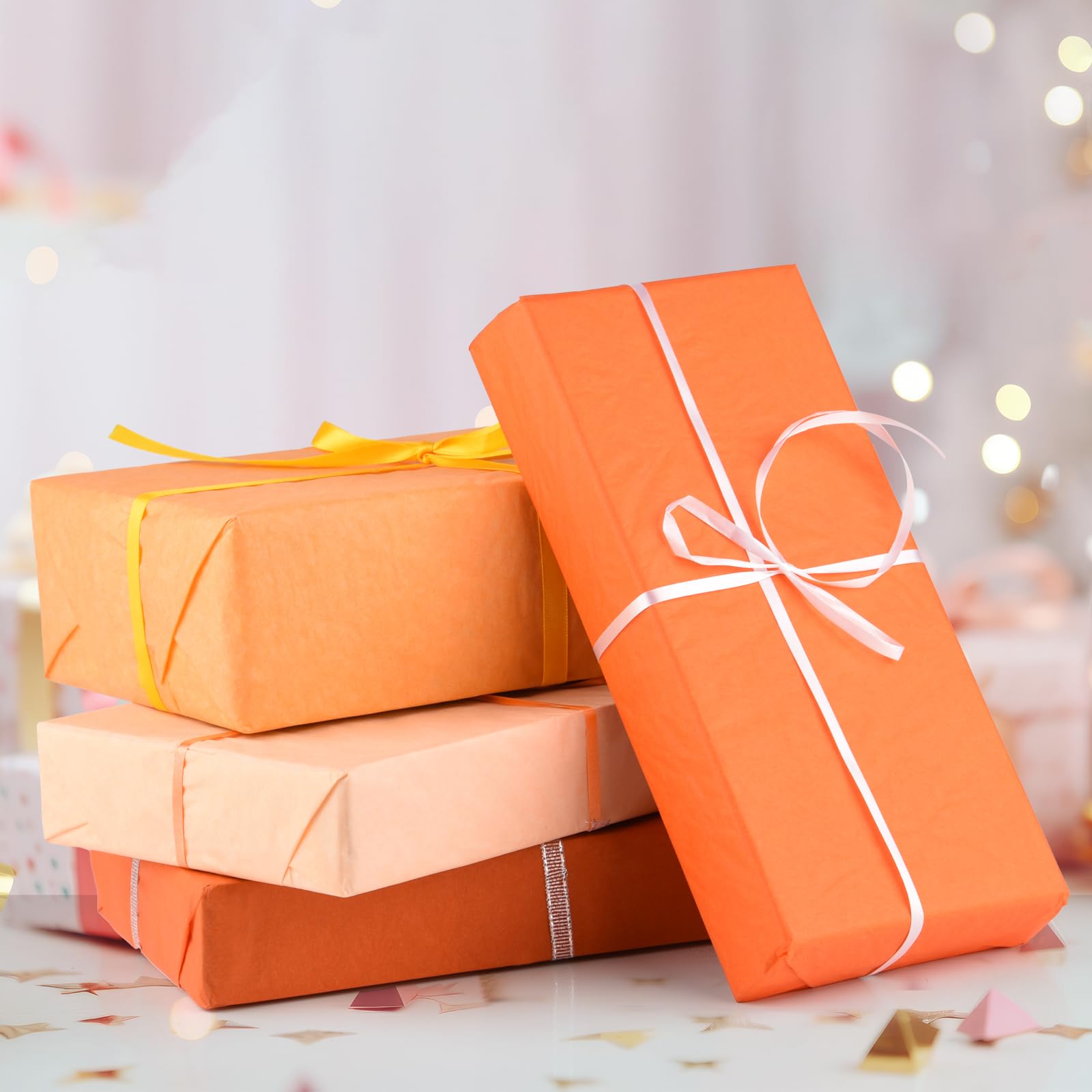 60 Feuilles Papier De Soie Orange Halloween - 35x50 Cm - Pour Emballage Cadeaux, Déco, Pompons, Confettis