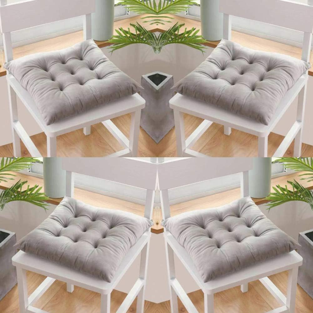 Set of 4 Chair Pads 40 x 40 cm Seat Cushions with Ties Soft Velvet