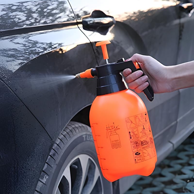 Image of 2 Litre Pressure Spray Bottle for Garden || Multipurpose Use for Car Wash Bike Cleaning Plant Watering Home Sanitizing || Durable Plastic Pump Sprayer with Easy Press Mechanism (1 Pcs)