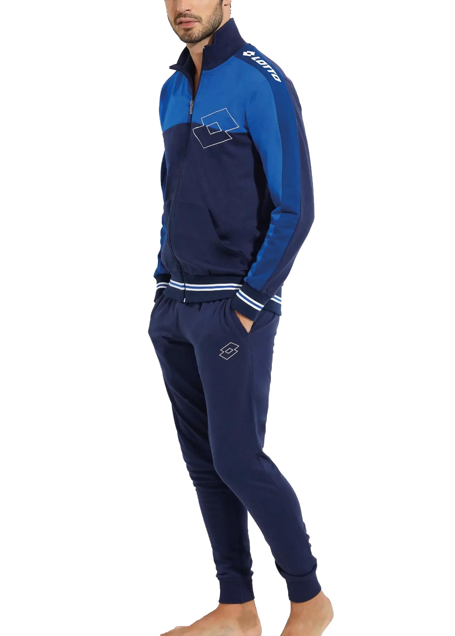Tuta Sportiva Uomo in Felpa di Cotone Garzata Estiva - Tuta Primaverile Estiva Uomo in Cotone Garzato MEZZA STAGIONE taglie Maxi Calibrato (IT, Testo, XXL, Regular, Regular, BLUETTE 159)