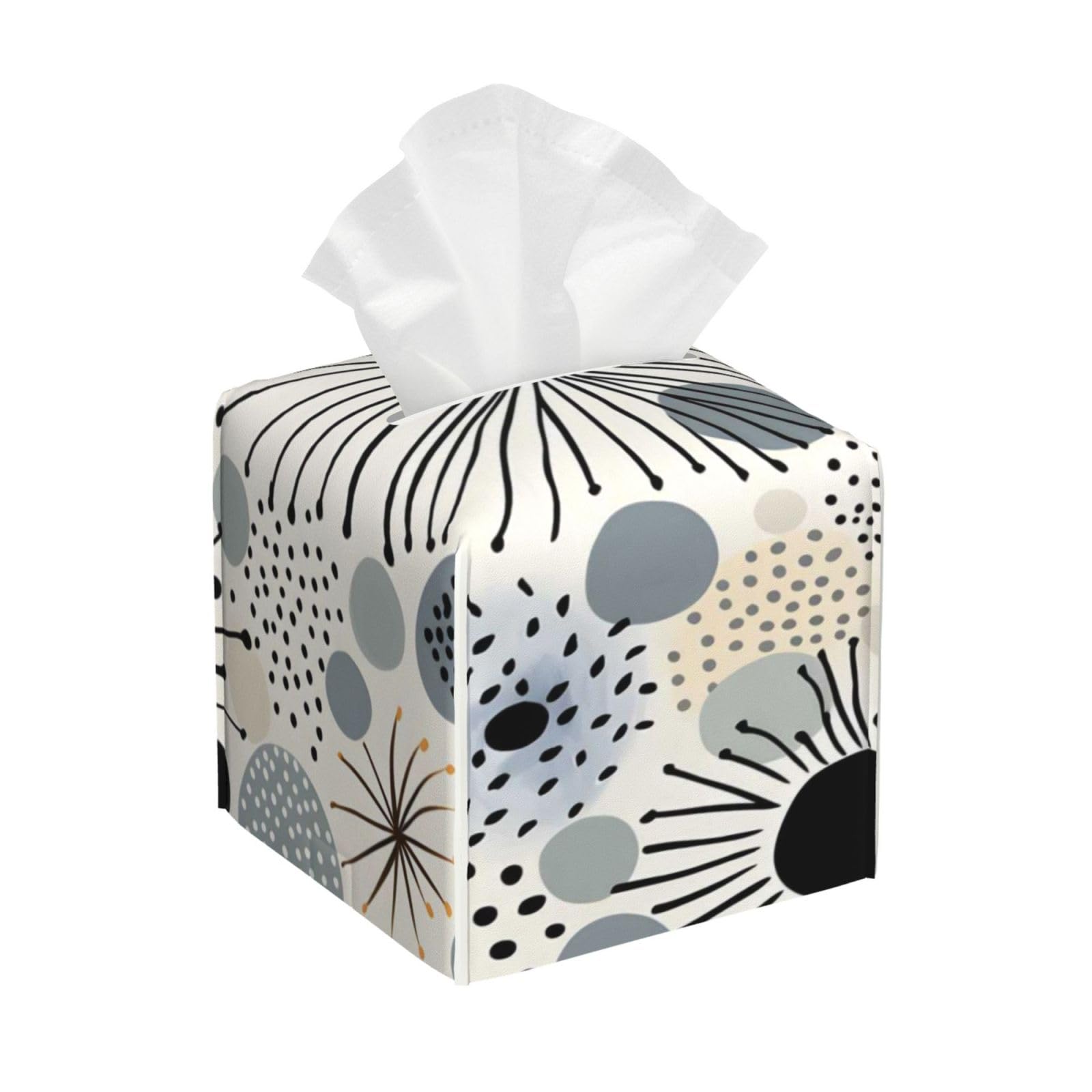 Tissue Box Cover, Watercolor Leather Tissue Box Cover Square Organizer, Room Decoration For Bathroom Kitchen Office Night Stands Tabletop