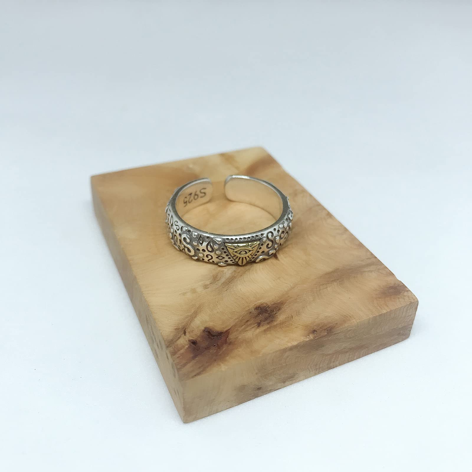 Anello per Massone con Occhio onnisciente in Argento Sterling 925 in Argento Sterling Anello Creativo per Coppia con Anello di Apertura