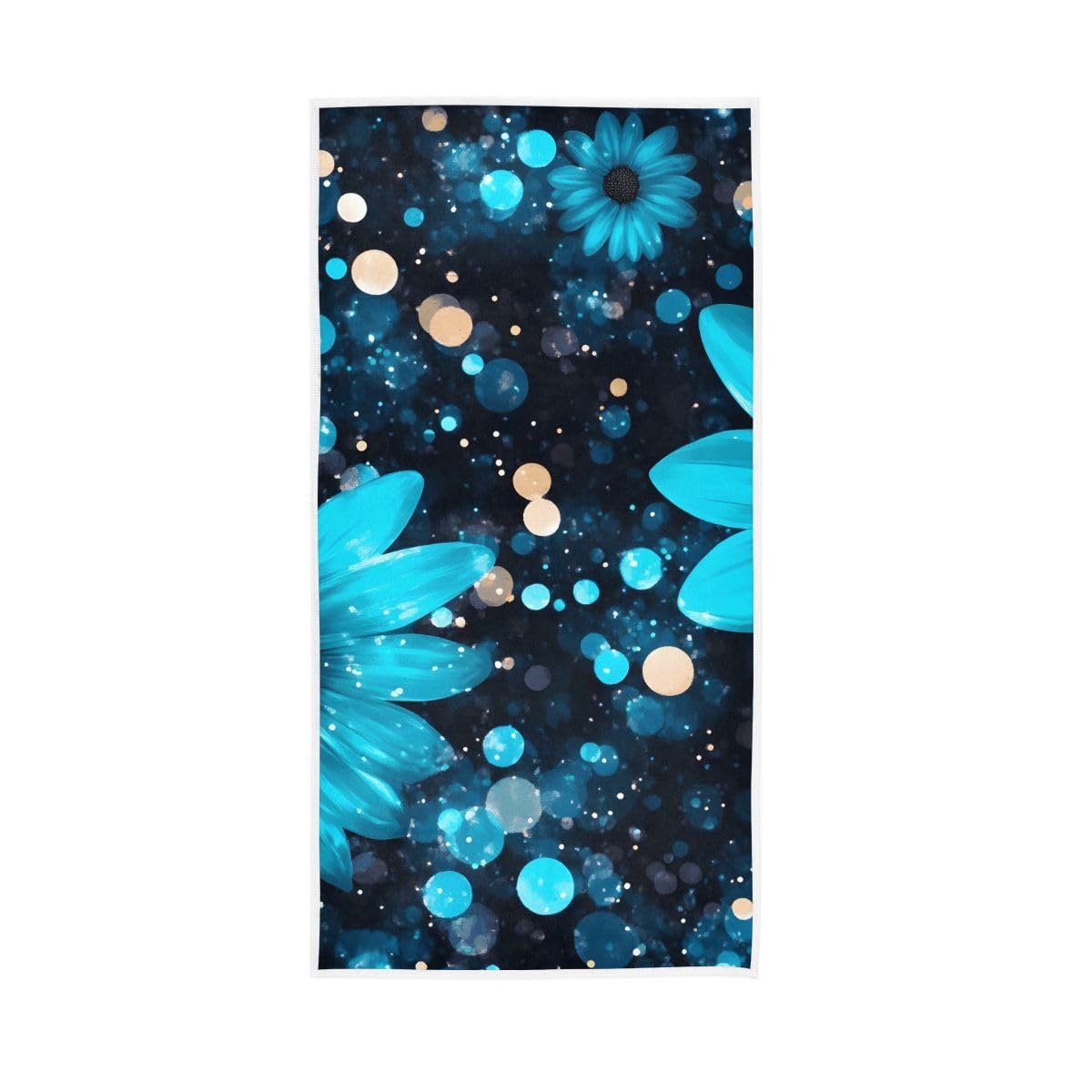 LSRCPD Turquoise Daisies Hand Towel, Bathroom Towel for Bathroom, Gym, Hotel, Spa 15 x 30 Inches