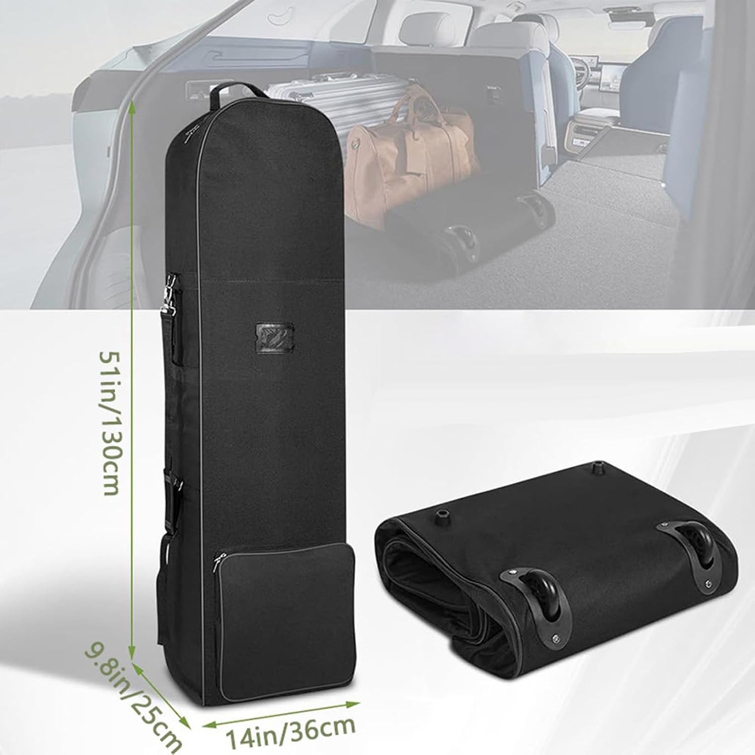 Single Layer Foldable Golf Travel Bag Nylon Carrier with Rolling Wheels for Airline Club Transport