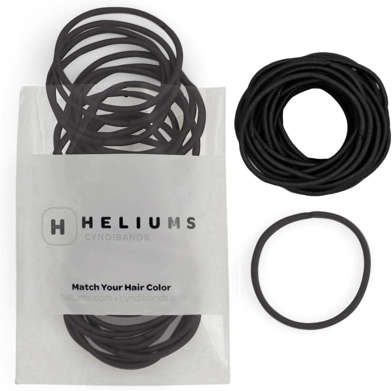 Thin Hair Elastics - Black - 2mm Ties for Thin Hair, 1.75 Inch, Medium Hold No Damage Ponytail Holders - 40 Count