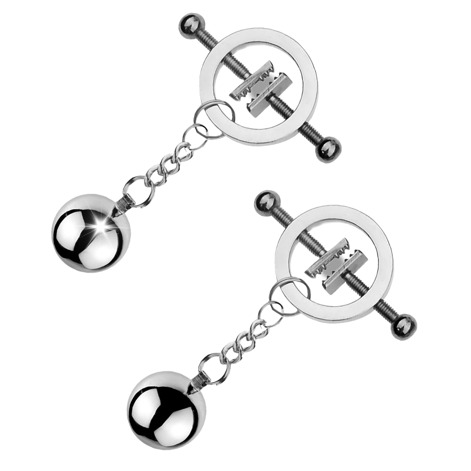 BDSMLOVE Juego de pinzas y estimulador de pezones con bolas de acero con peso, juguetes BDSM, juguetes sexuales eróticos de esclavitud extrema para mujeres y hombres (B)