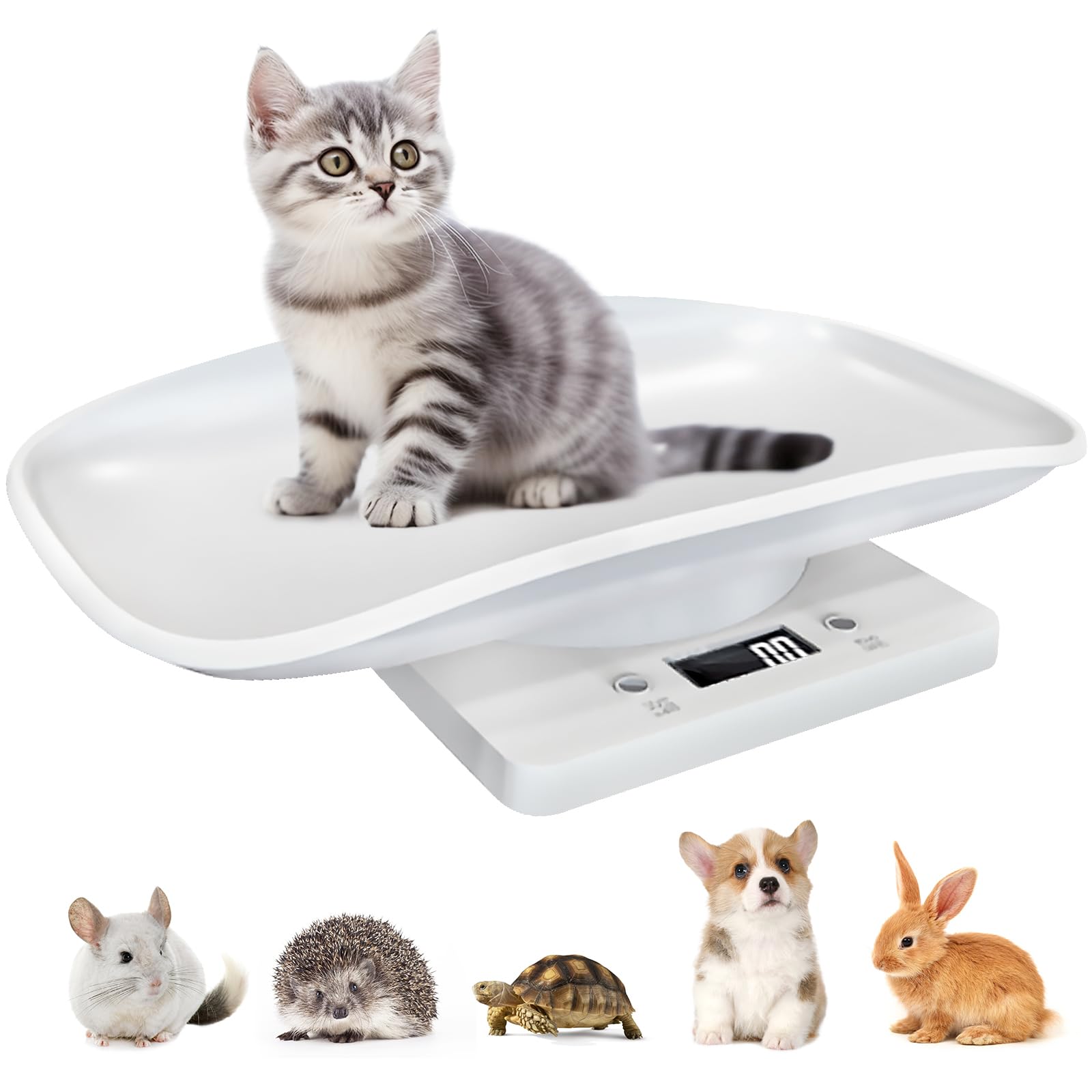 Báscula digital para mascotas, escala de 15 kg (± 1 gramo), báscula para animales pequeños, mini báscula con pantalla LCD, báscula digital para bebés, báscula electrónica de cocina, para gatitos,