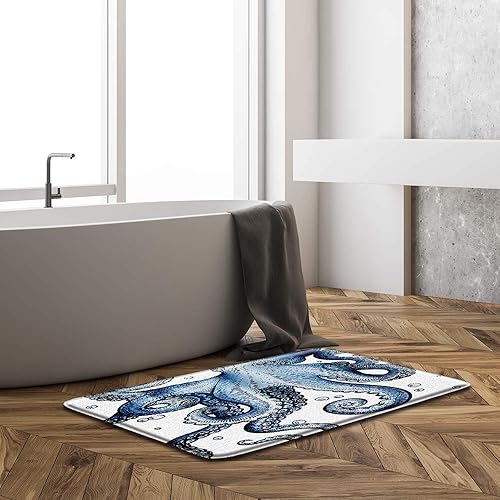 Miniatura 4 de Sunhe Impresión de espuma viscoelástica de microfibra, color verde azulado, dorado, océano, tentáculos, tentáculos, acuarela, animales marinos, vida