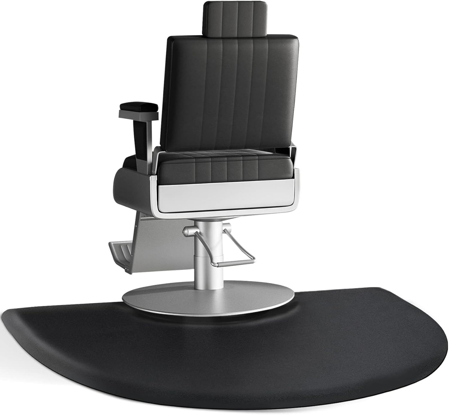 Salon Mat for Hair Stylist 3?x5? Barber Shop Chair Mat Anti-Fatigue Salon Floor Mat - Black Semi Circle Hair Floor mats - 5/8" Thick Comfort Salon Standing Floor Mat 3?x5?x5/8"