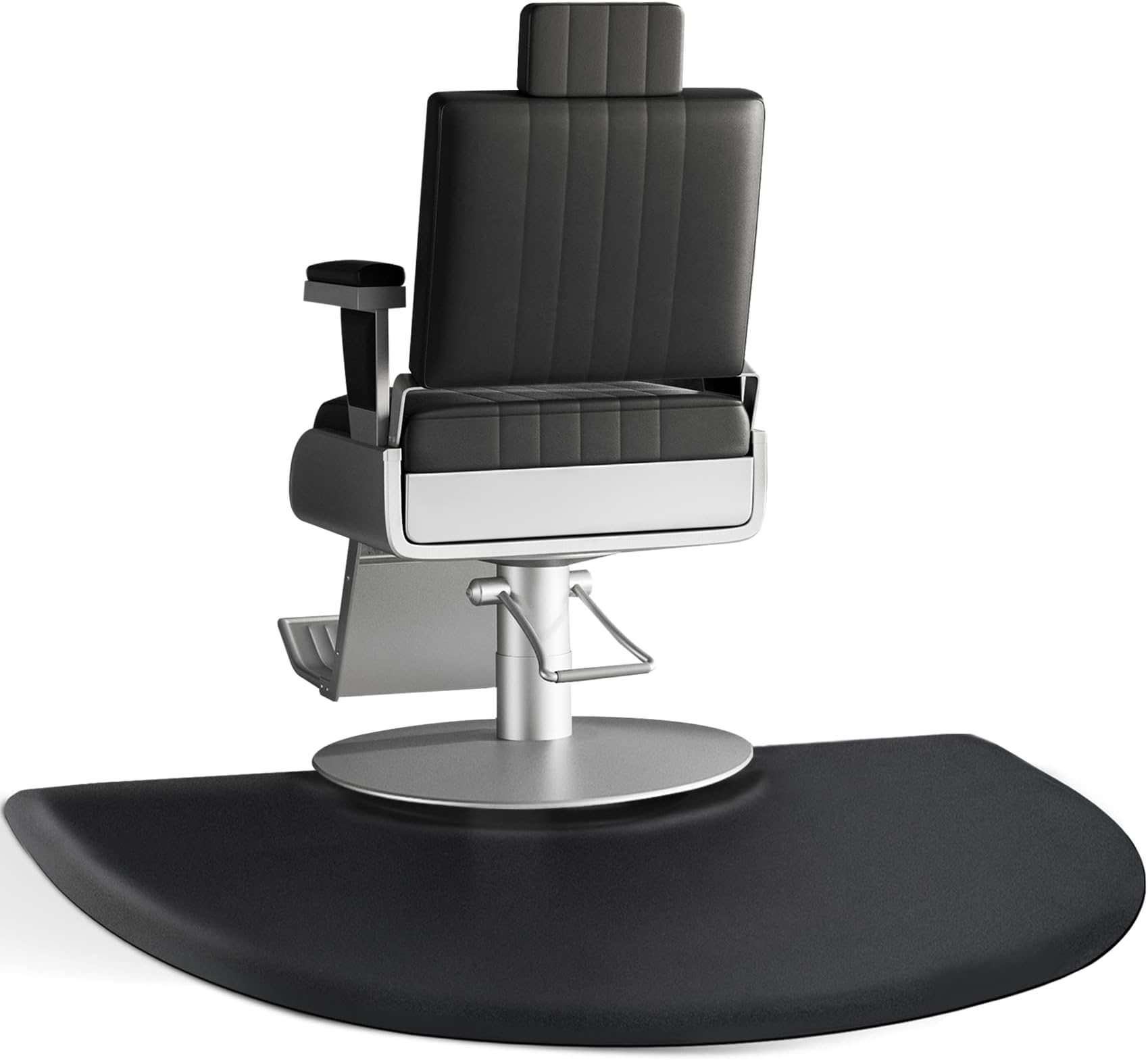 Barber Salon Chair Mat - 3x5 Anti-Fatigue Salon Floor Mat - Black Semi-Circle - 5/8" Thick