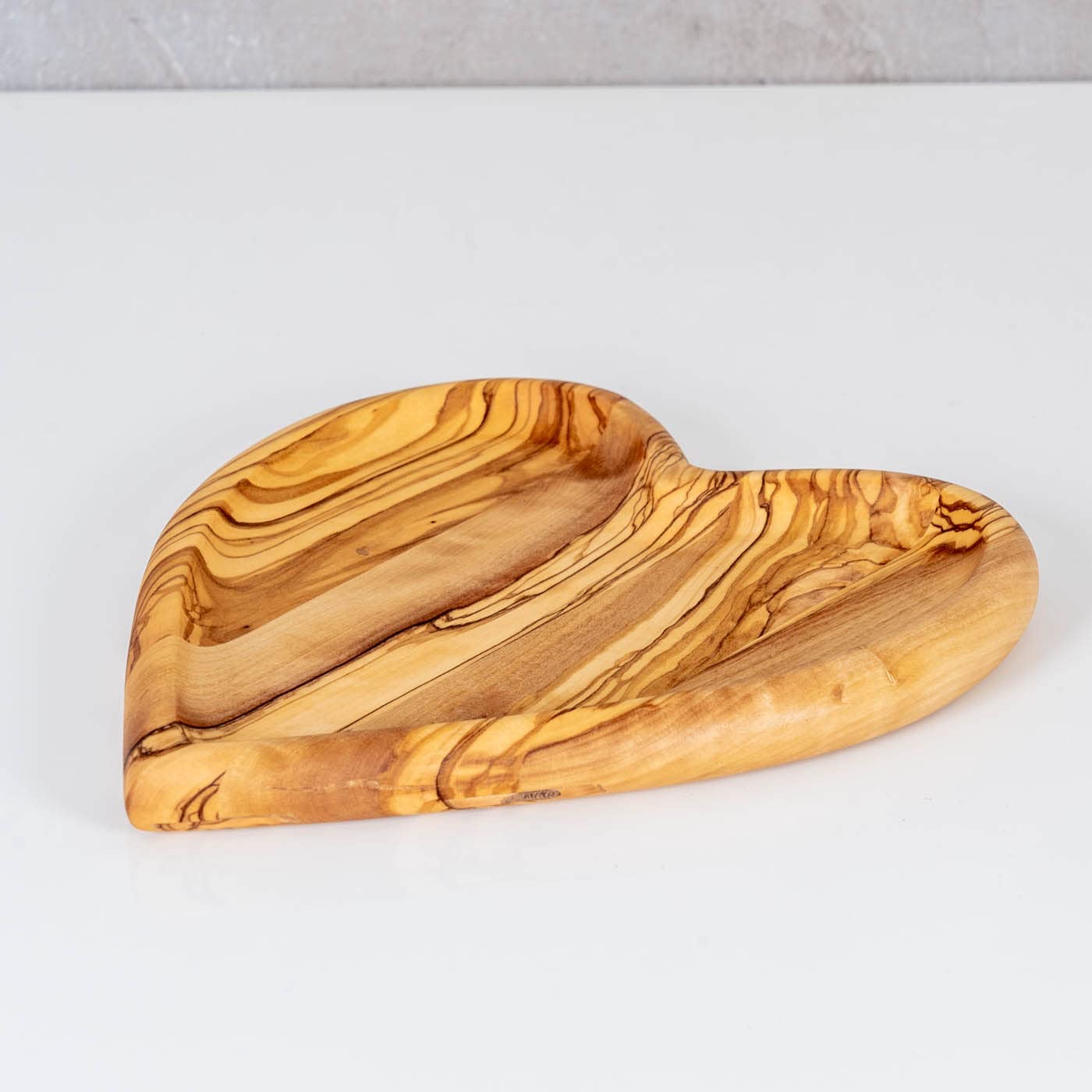 levandeo Ciotola in legno d'ulivo, ca. 20 x 20 cm, cuore in legno, decorazione da tavolo, pezzo unico, a forma di cuore Love Love Love