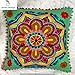 Copricuscino indiano Suzani per camera da letto, con decorazione floreale, copricuscino da divano realizzato a mano, in stile boho, chic, bohemien, con paillettes, ricamato a mano, 40,6 x 40,6 cm