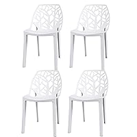 Generisch Set di 4 sedie in plastica Luna, colore bianco