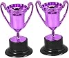 Hohopeti Mini Plastic Trophy Cups 2pcs Set Purple Coated Small Award Toys for Boys and Girls Party Decorations and Sports Competition Prizes
