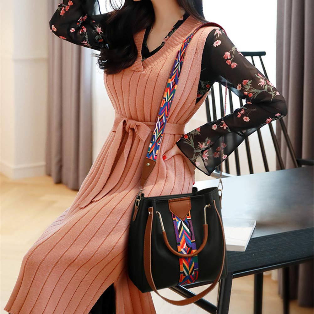 Zestaw torebek damskich 4 w 1 z miękkiej skóry PU, torba do noszenia, torba na ramię, zestaw torebek crossbody, czarny, 1