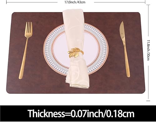 Miniatura 2 de Juego de 4 manteles individuales reutilizables de piel sintética ecológica, lavables, suaves, impermeables, resistentes al aceite, lavables,