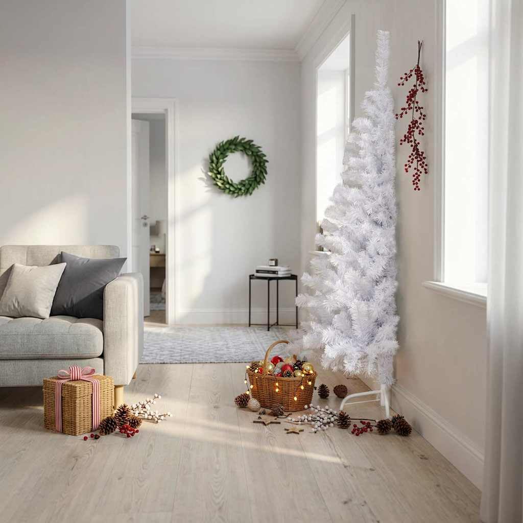 Árbol de Navidad artificial con soporte, color blanco, 210 cm, PVC