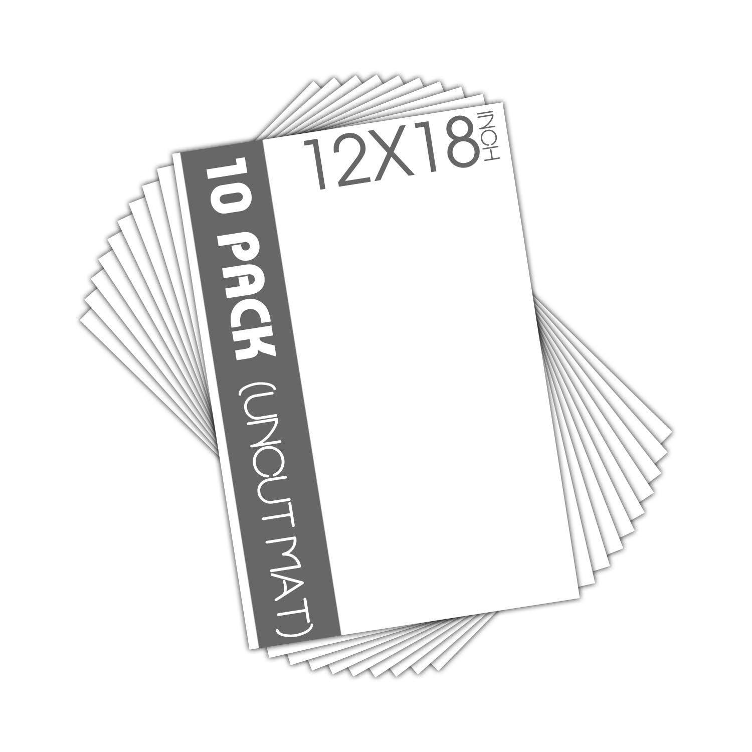 Mat Board Center, Pack of 10 12x18 White Uncut Mat Boards, Acid-Free Backing Matte Boards for Frames, Prints, Photos, Pictures