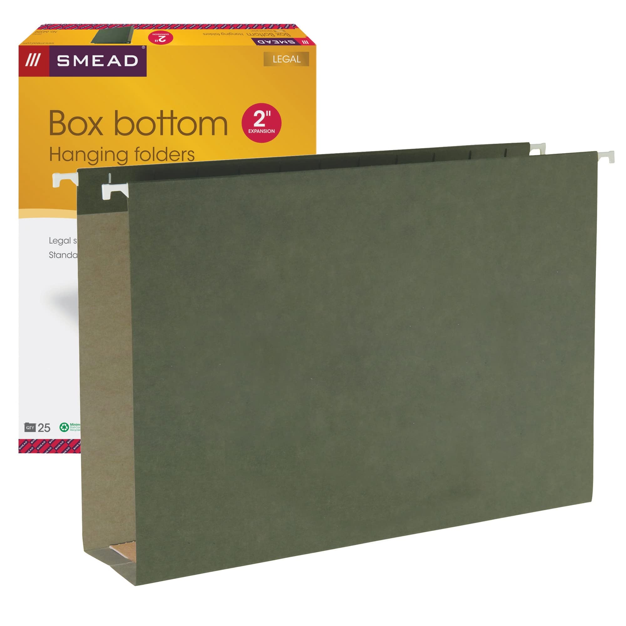 SMEAD Box unten Hängemappen, 5,1 cm Expansion, Legal Größe, Standard grün, 25 pro Box (64358)