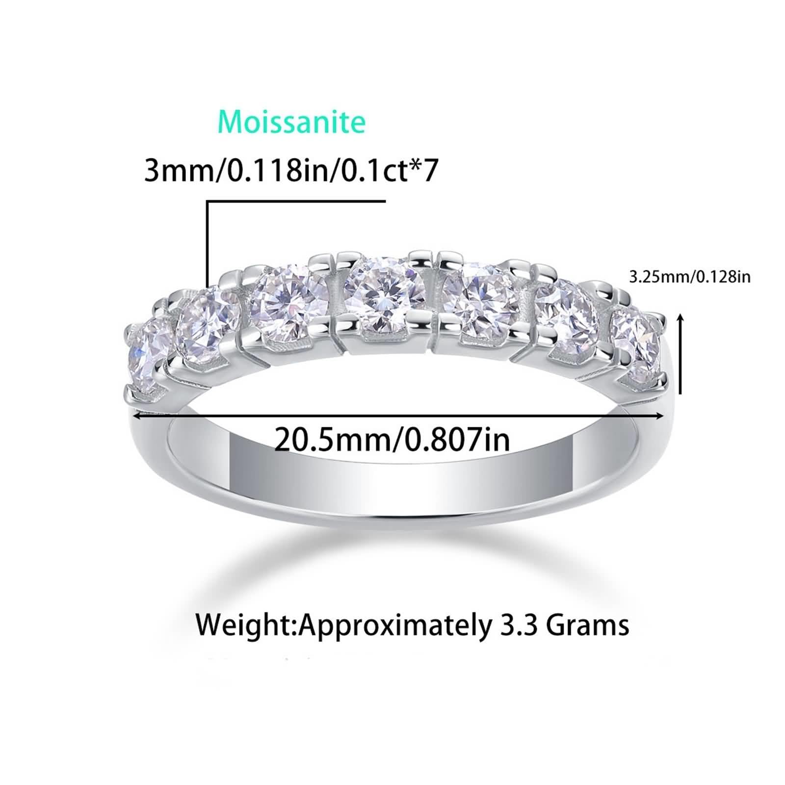 Moissanite Anillo de oro blanco, anillo de boda para mujer, oro auténtico, media eternidad, anillo de compromiso con Moissanite Bandringe para mujeres