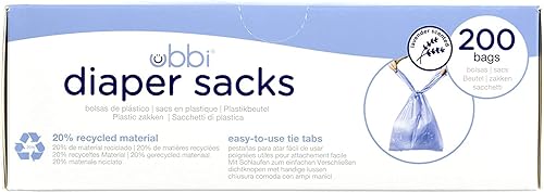 Vista 9 de Ubbi Sacos de pañales desechables, con aroma a lavanda, pestañas fáciles de atar, eliminación de pañales o bolsas de desechos de mascotas, 200 200