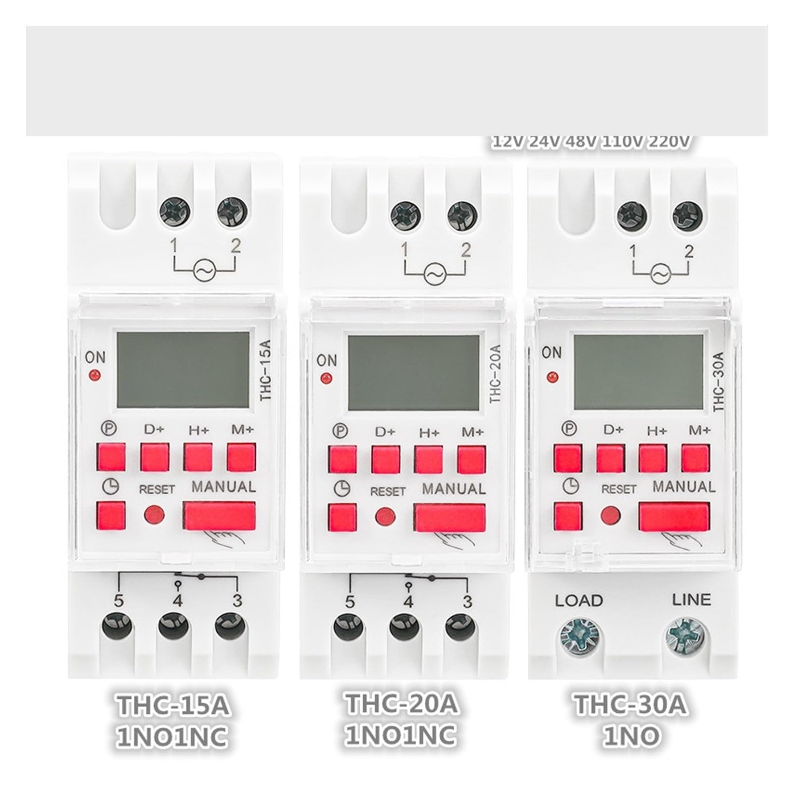 Temporizador Digital de CC con riel DIN, 16 A, 20 A, 30 A, programable semanalmente, con Pantalla L/C/D y D, 12 V, 24 V, 110 V y 220 V(AC110V-16A)