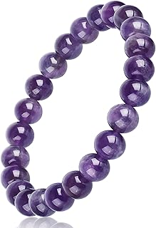 Handmade Amethyst Bracelet, Love Friendship Anxiety Healing Crystal Stone Protection Spiritual Amethyst Bracelet, Business Money Wealth Prosperity Good Luck Energy Beaded Bracelets for Men Women
