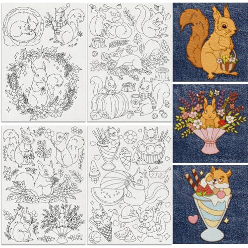 DOODLREAM 20Pcs Squirrel Water Soluble Hand Sewing Stabilizers, 8.3