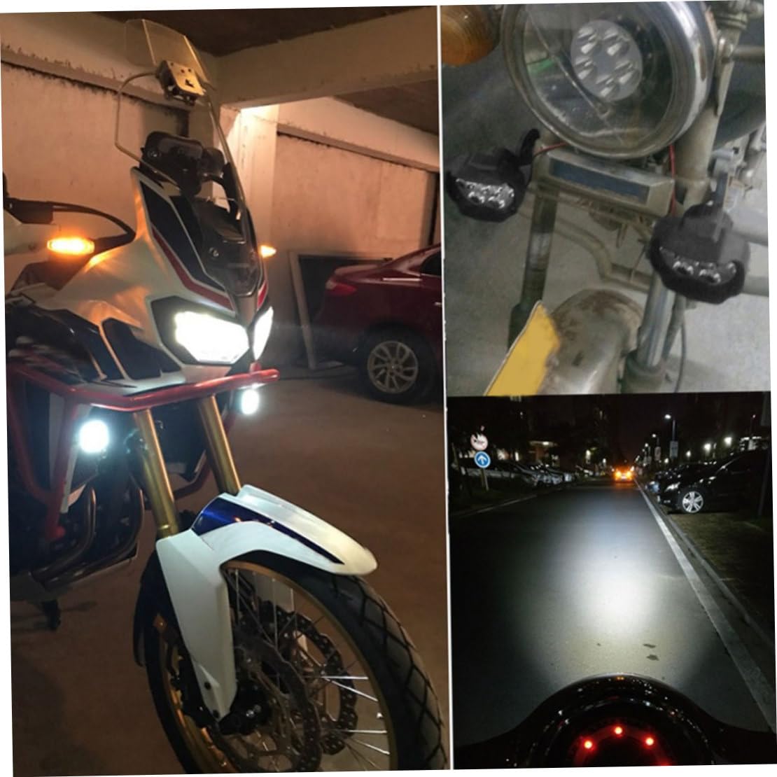 Faro per moto, universale, 6 LED, faretti, ausiliari, fendinebbia, con interruttore, 2 pezzi