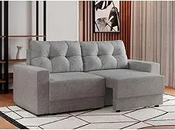 Sofá 2 Lugares Retrátil Lubeck Linho Cinza