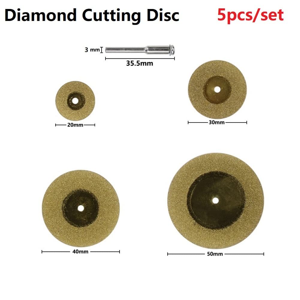Juego de mini discos de corte de diamante de 5 piezas - Hojas de sierra circular recubiertas de titanio(40mm)