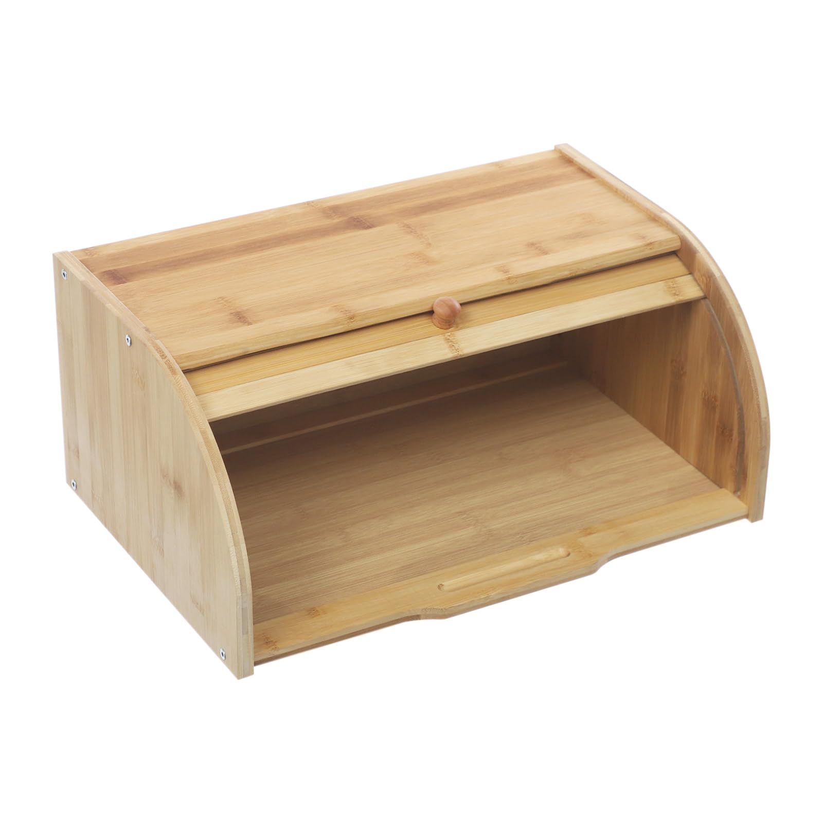 Panera de bambú con tapa enrollable para guardar productos horneados como pan, pasteles, baguettes y patatas, 40,2 x 27 x 17,3 cm