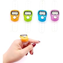 JZK 4X LCD display digital finger tally counter clicker, electronic stitch counter for knitting, crochet row counter ring, plastic mini manual clicker counter