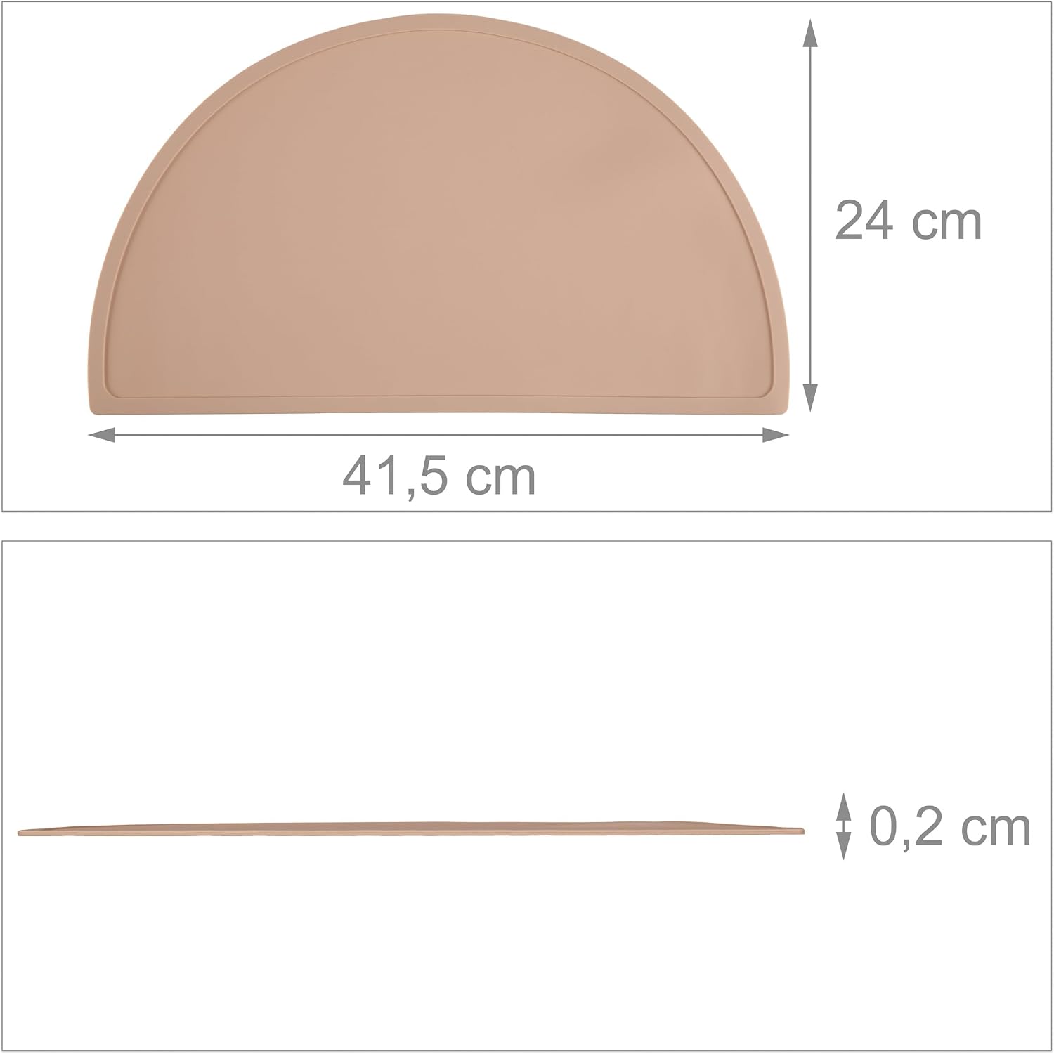 Relaxdays Children's Placemat, Semicircle, Non-Slip, Washable, Table Silicone Mat, Baby, W x D: 41.5 x 24 cm, Pink